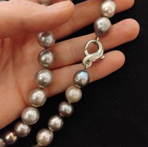 Necklace 925 gray freshwater pearls , 124.1 grms.  22"